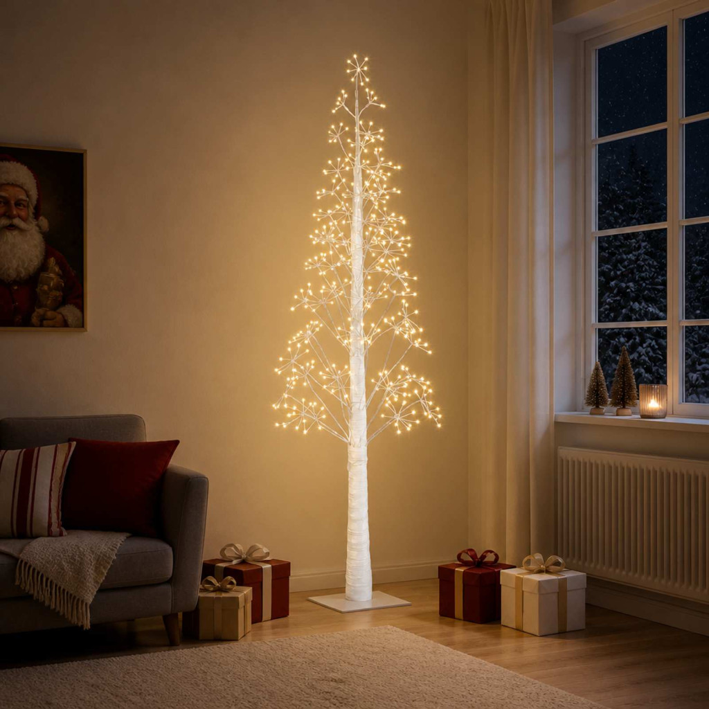 LED-es karácsonyi csillagdekoráció, 17 × 17 × 180 cm, fehér, 432 LED, meleg fehér