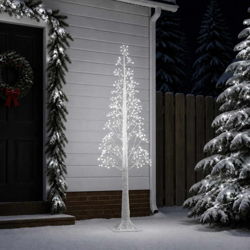 LED-es karácsonyi csillagdekoráció, 17 × 17 × 180 cm, fehér, 432 LED, hideg fehér