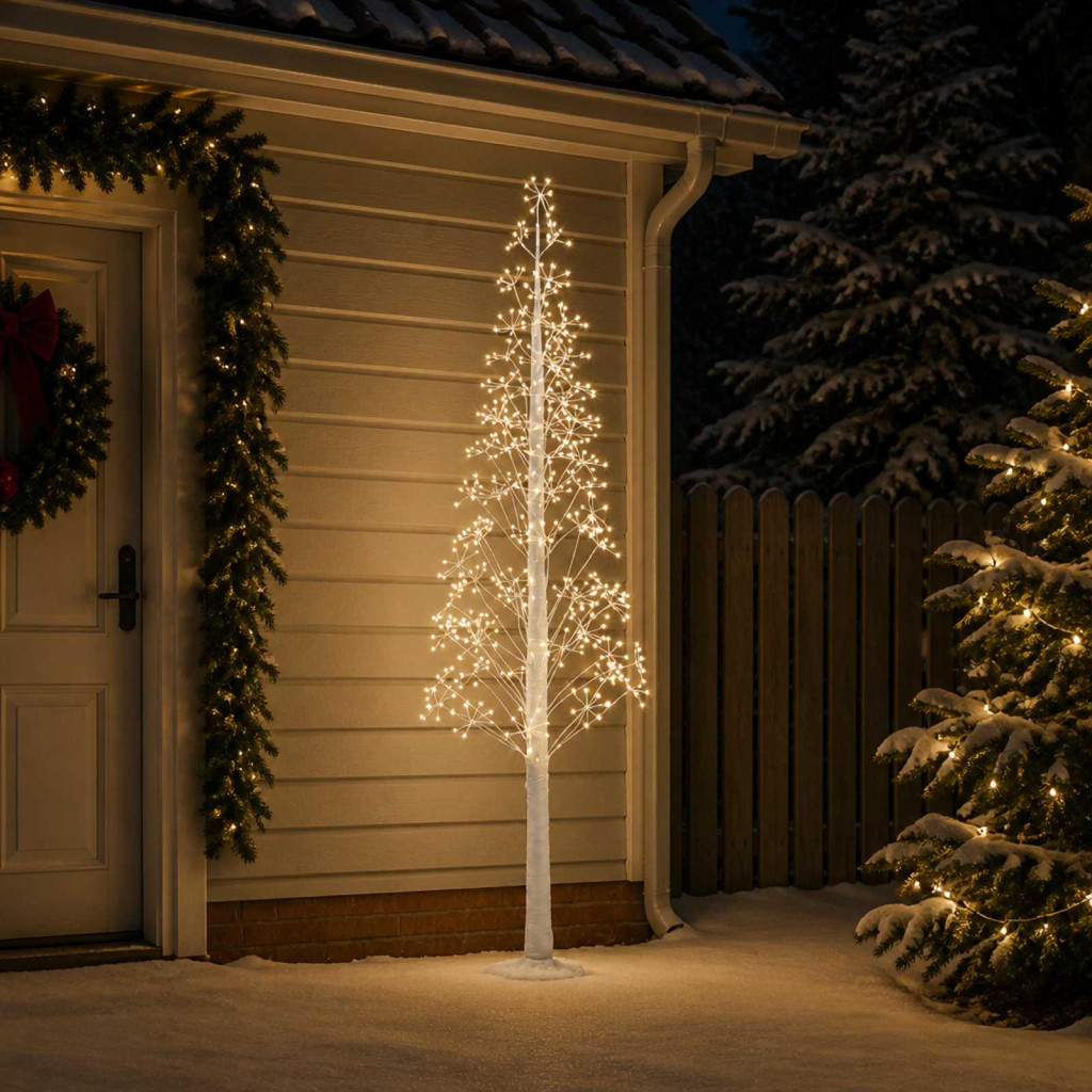 LED-es karácsonyi csillagdekoráció, 25 × 25 × 240 cm, fehér, 688 LED, meleg fehér
