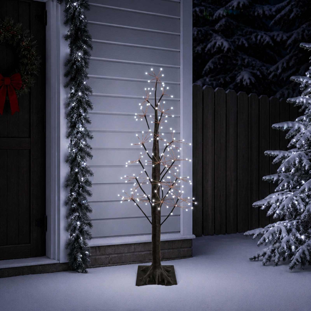 LED-es karácsonyi csillagdekoráció, 17 × 17 × 150 cm, barna, 304 LED, hideg fehér