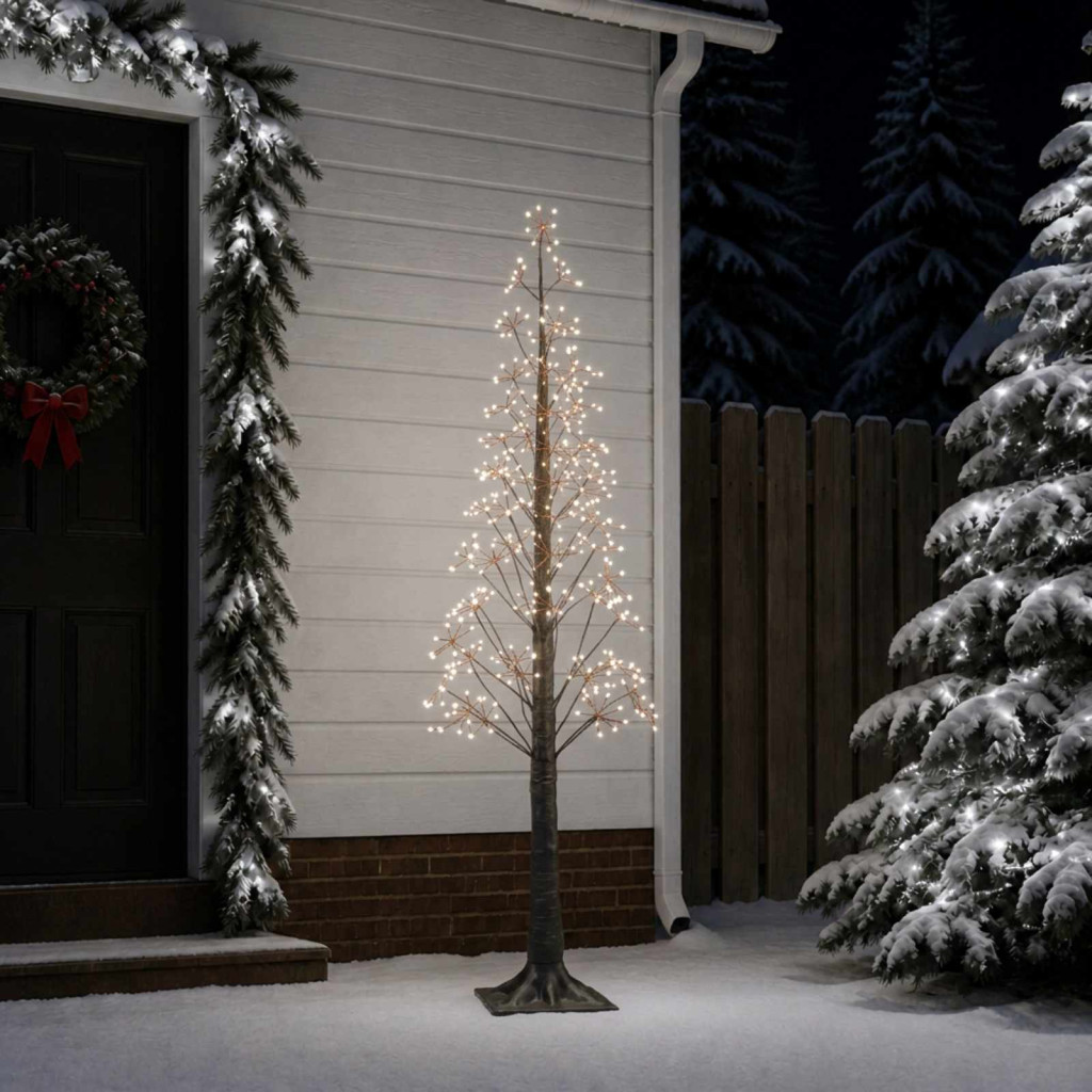 LED-es karácsonyi csillagdekoráció, 17 × 17 × 180 cm, barna, 432 LED, hideg fehér
