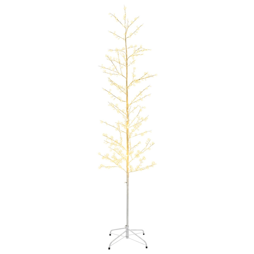 Karácsonyi LED-es nyírfa fehér 47 x 210 cm acél 567 LED