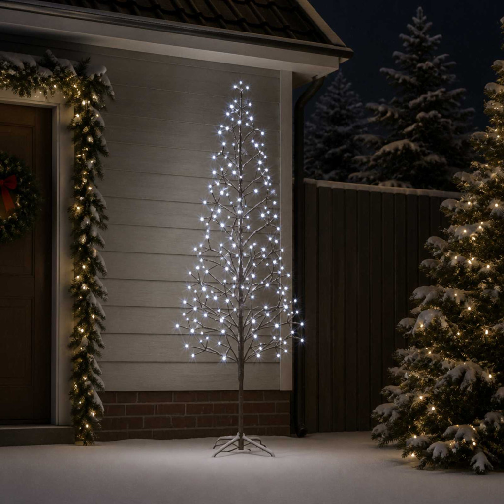LED-es karácsonyi fényfa, 47 × 47 × 210 cm, fekete, 228 LED, hideg fehér