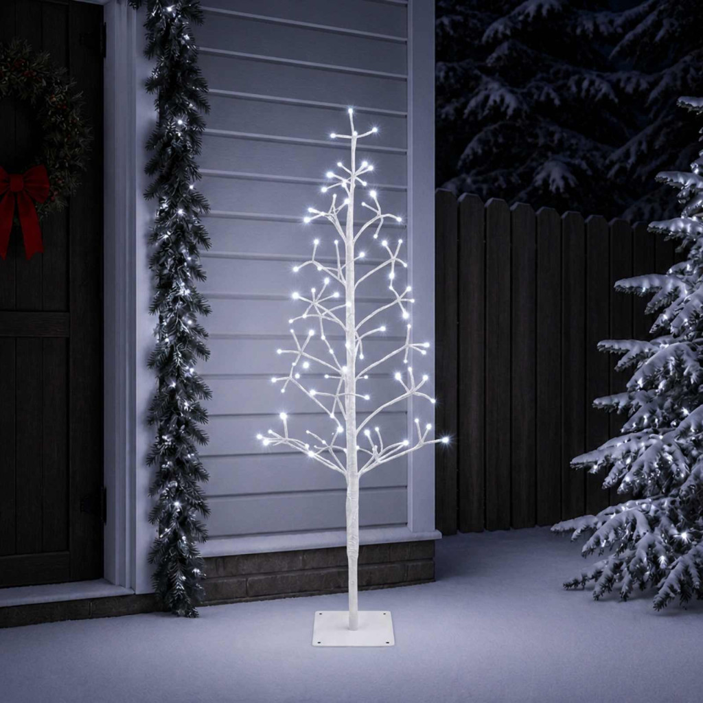 LED-es karácsonyi fényfa, 18 × 18 × 150 cm, fehér, 164 LED, hideg fehér