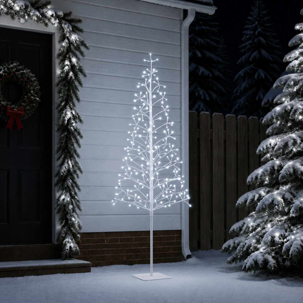 LED-es karácsonyi fényfa, 20 × 20 × 180 cm, fehér, 196 LED, hideg fehér