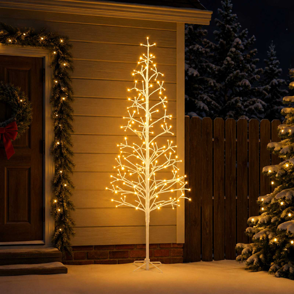LED-es karácsonyi fényfa, 47 × 47 × 240 cm, fehér, 268 LED, meleg fehér