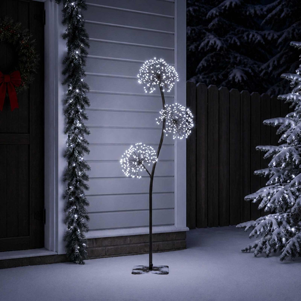 S alakú LED-es karácsonyfa-dekoráció, 18 × 18 × 150 cm, fekete, 672 LED, hideg fehér
