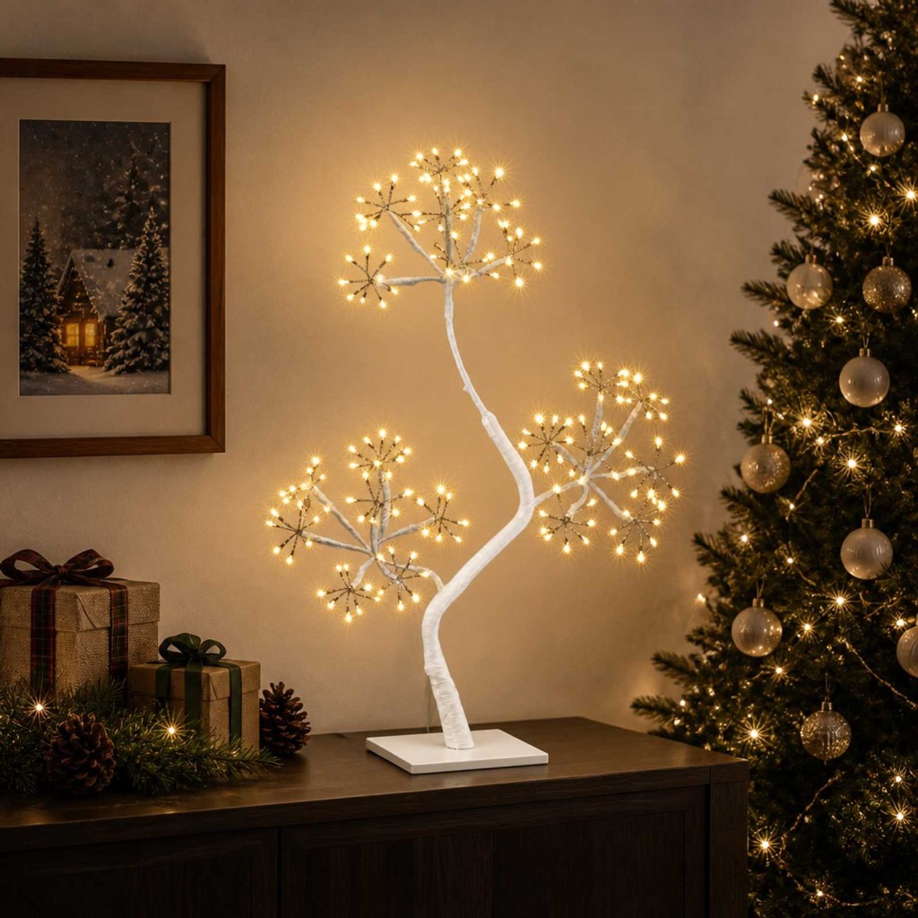 S alakú LED-es karácsonyfa-dekoráció, 2 db, 18 × 18 × 45 cm, fehér, 336 LED, meleg fehér