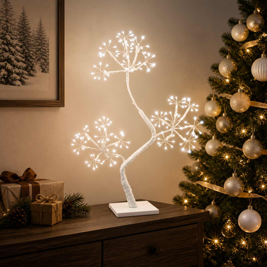 S alakú LED-es karácsonyfa-dekoráció, 2 db, 18 × 18 × 45 cm, fehér, 336 LED, hideg fehér