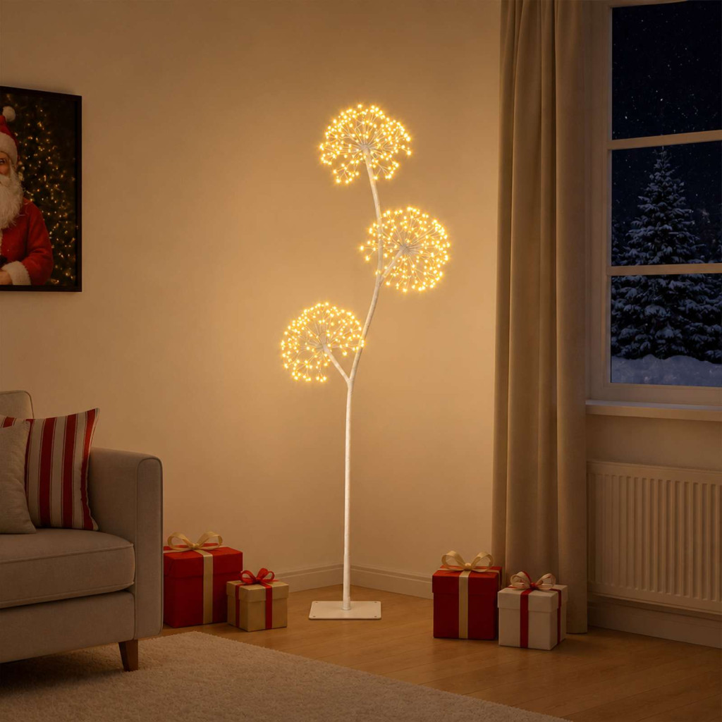 S alakú LED-es karácsonyfa-dekoráció, 18 × 18 × 120 cm, fehér, 504 LED, meleg fehér
