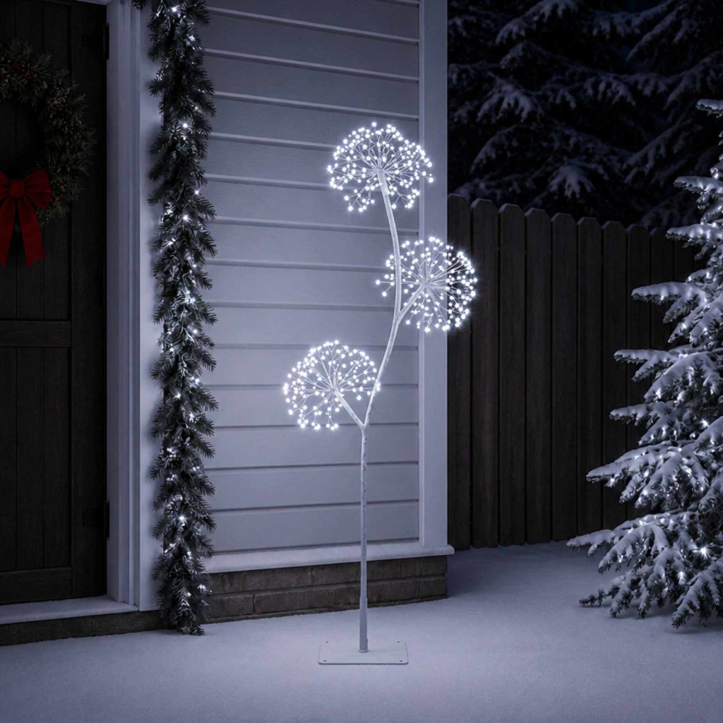 S alakú LED-es karácsonyfa-dekoráció, 18 × 18 × 150 cm, fehér, 672 LED, hideg fehér