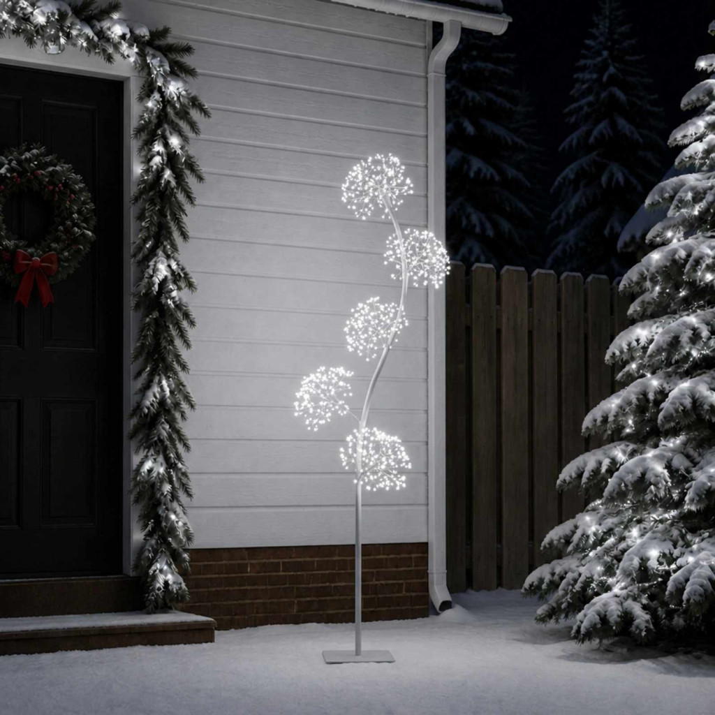 S alakú LED-es karácsonyfa-dekoráció, 20 × 20 × 175 cm, fehér, 840 LED, hideg fehér