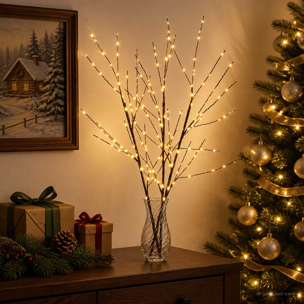 LED-es rézág karácsonyi dekoráció 3 db Barna 62 cm Acél 165 LED