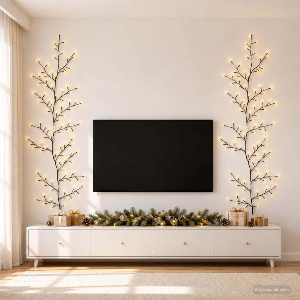 LED-es fűzfa inda karácsonyi dekoráció 2 db fekete 180 cm acél