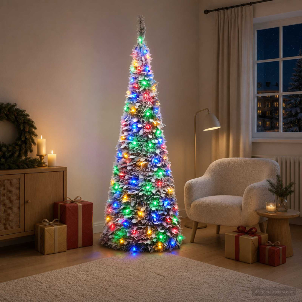 LED-es karácsonyi fényfa, 60 × 180 cm, zöld és fehér, 150 LED