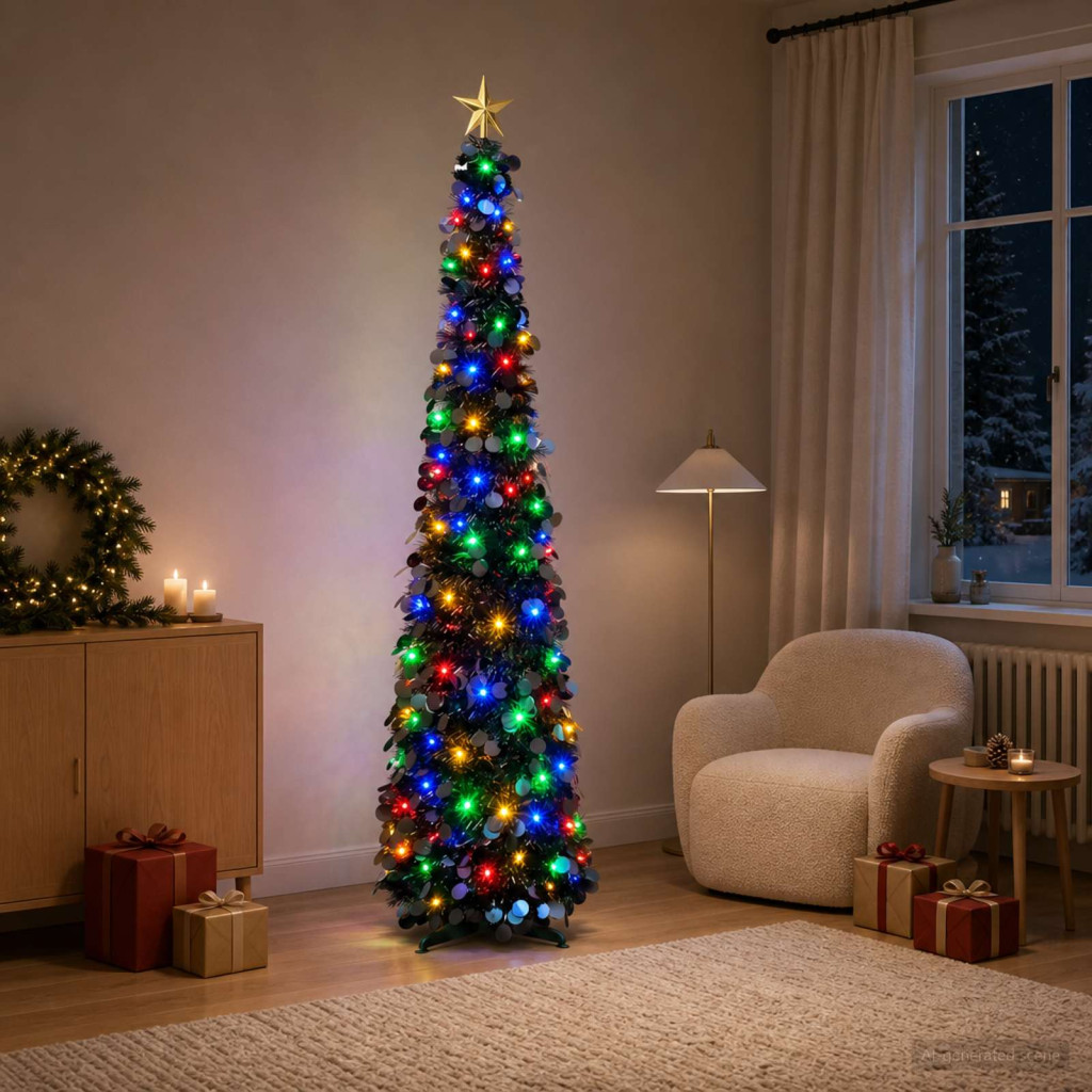 LED-es karácsonyi fényfa, 45 × 180 cm, fekete, 100 LED