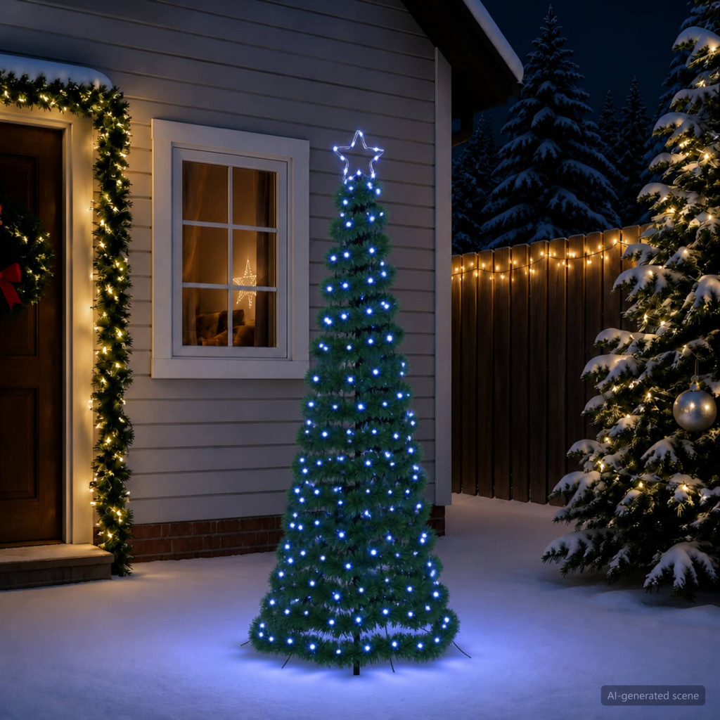 LED-es csillogó karácsonyfa földnyárssal EKENAS 180 cm 220 LED