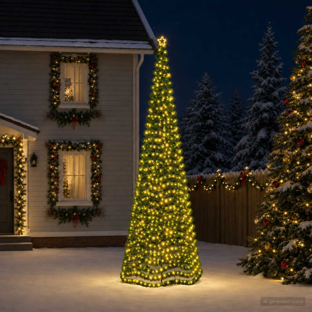 LED-es csillogó karácsonyfa földnyárssal EKENAS 500 cm 868 LED