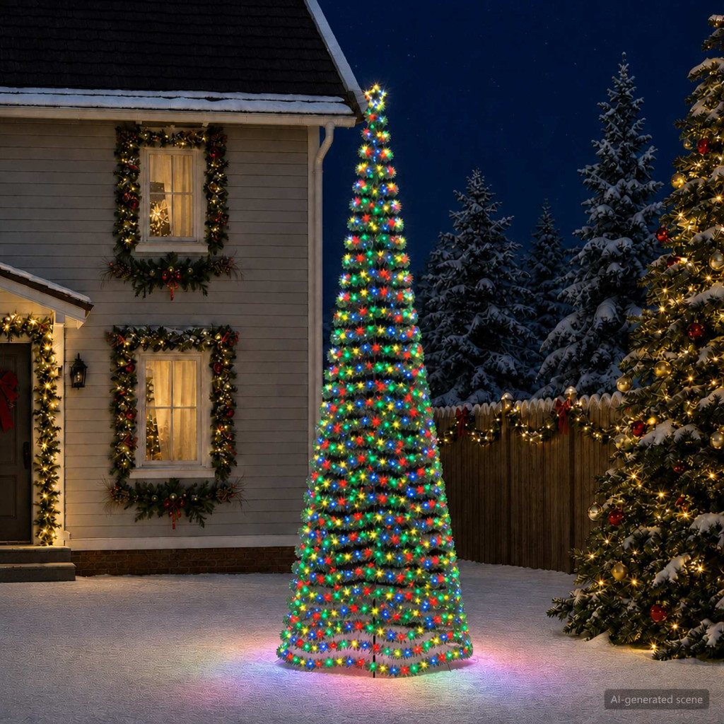 LED-es csillogó karácsonyfa földnyárssal EKENAS 500 cm 868 LED