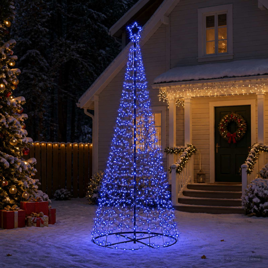 LED spirál karácsonyfa talppal EKENAS 250 cm 370 LED kék