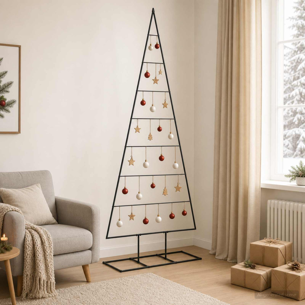 Fém karácsonyfa KUOPIO 210 cm Fém Fekete