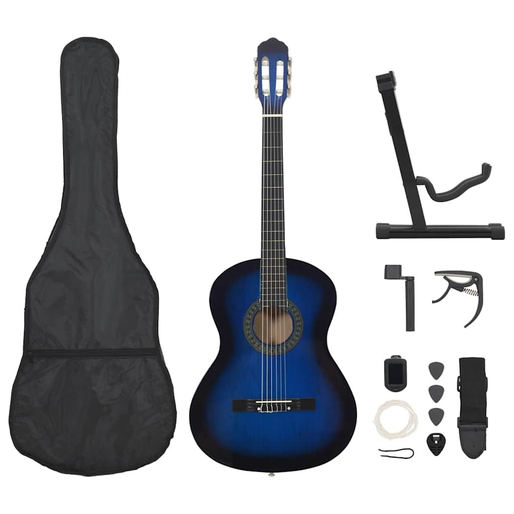 12 darabos kék klasszikus gitár kezdőkészlet 4/4 39