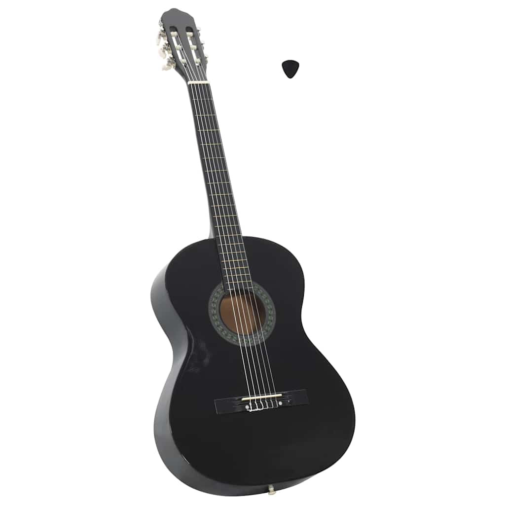 Fekete klasszikus hársfa gitár kezdőknek 4/4 39