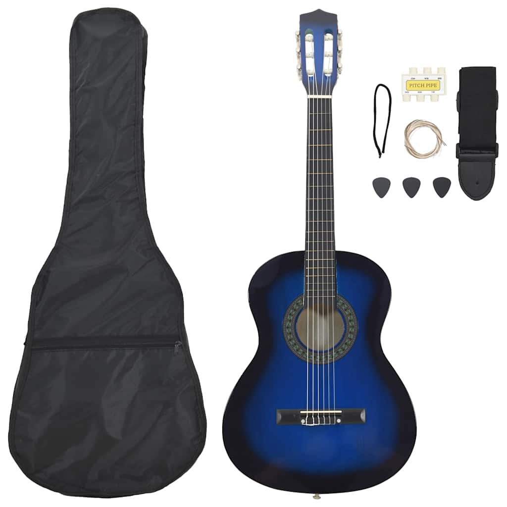 8 részes kék klasszikus gitárszett kezdőknek 3/4 36