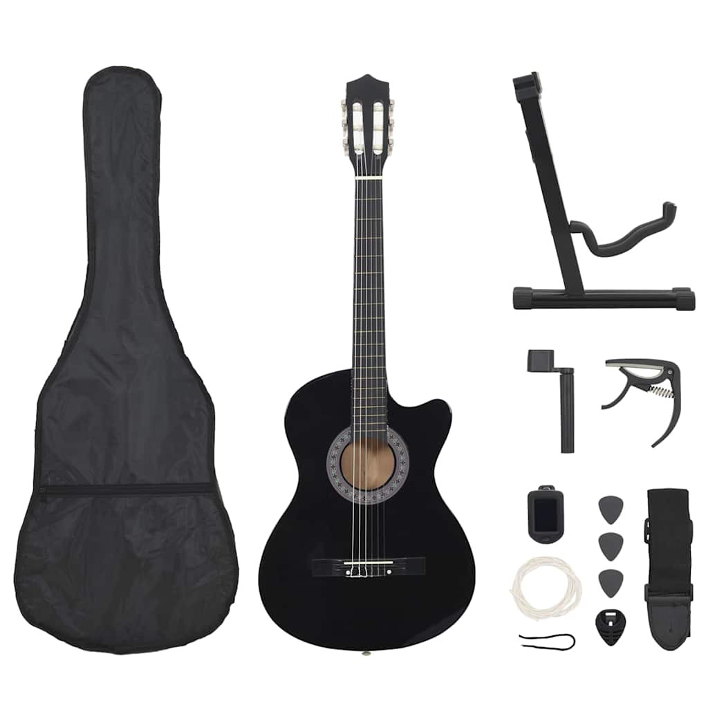 12 részes fekete 6 húros klasszikus western gitár szett 38