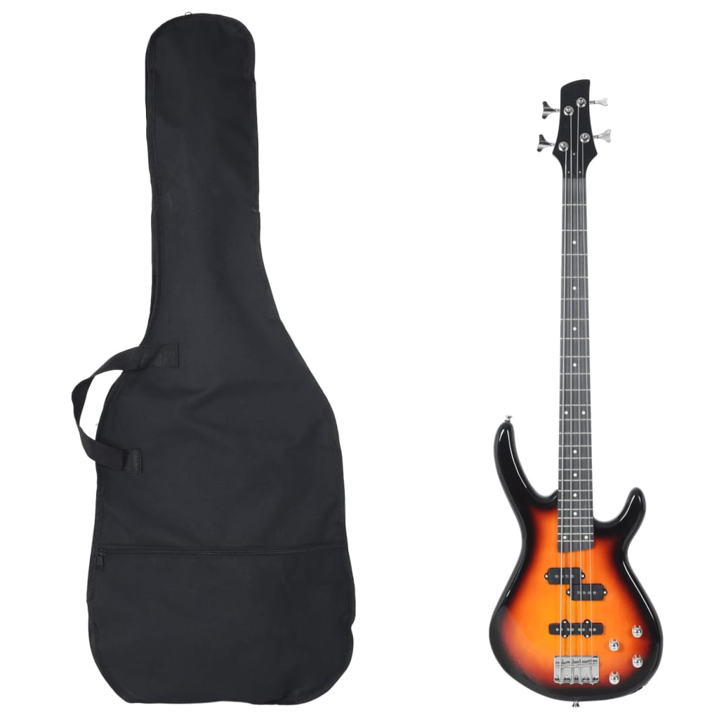 Barna-fekete elektromos basszusgitár kezdőknek tokkal 4/4 46