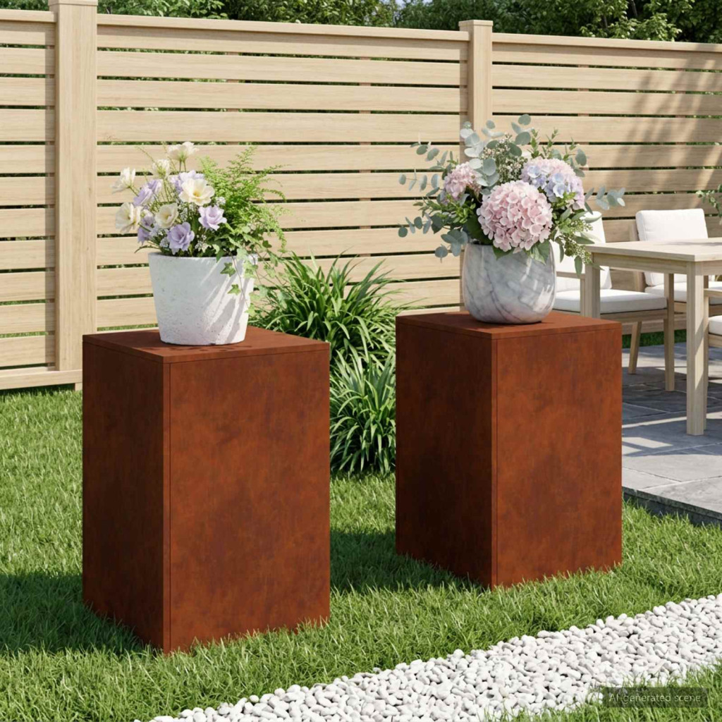 Növényállvány 2 pcs Rozsdás 40 x 40 x 60 cm Időjárásálló Acél