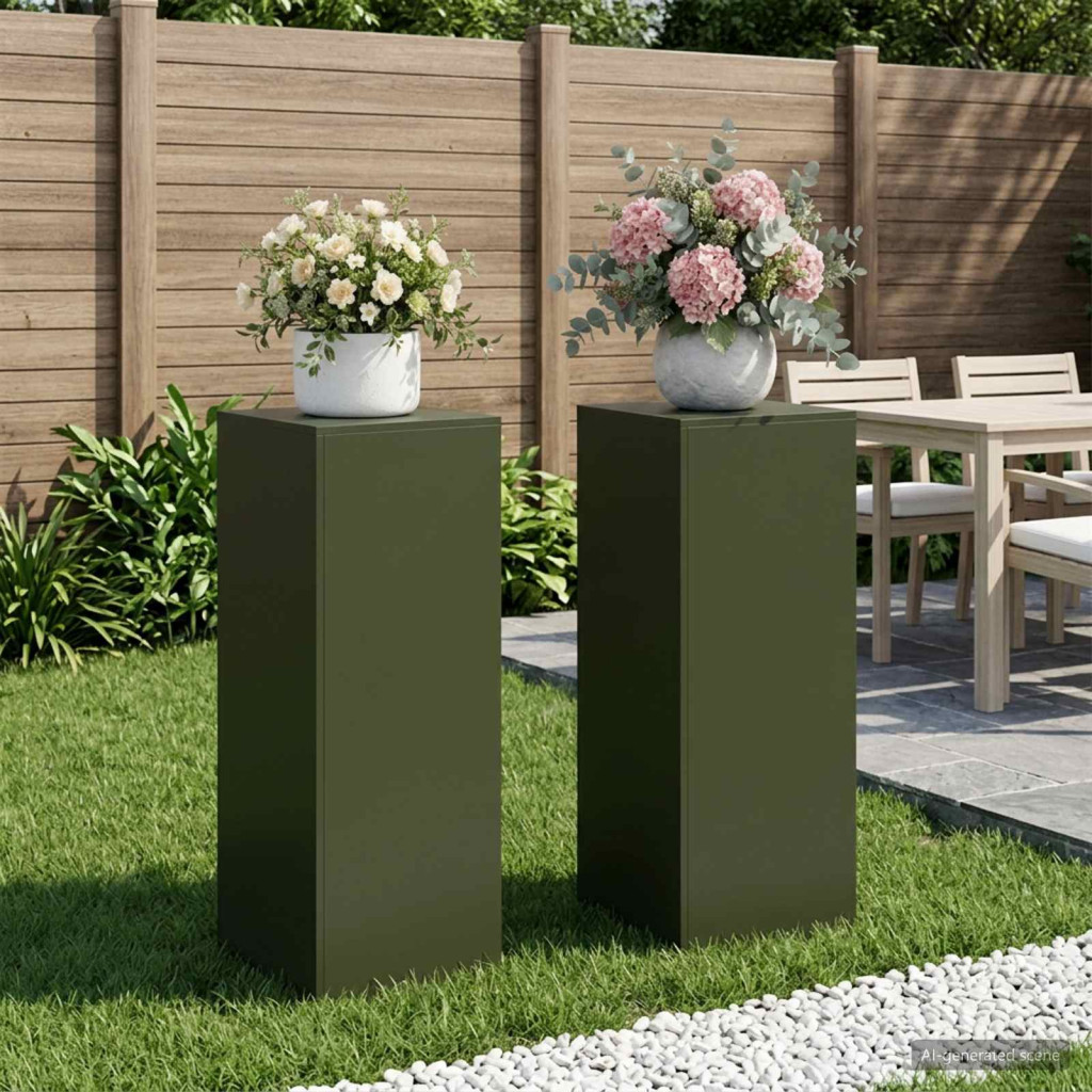 Növényállvány 2 pcs Olajzöld 40 x 40 x 100 cm Acél