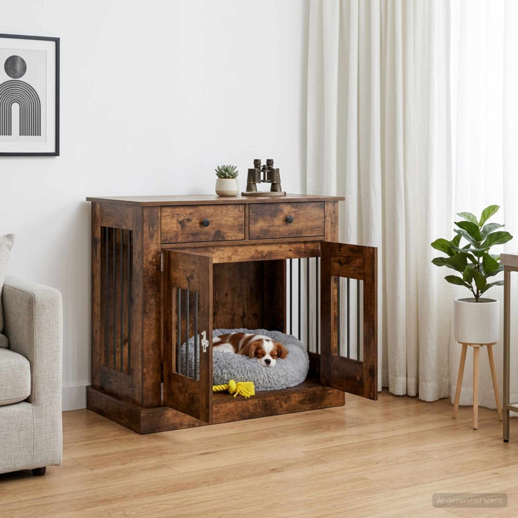 Kutya ketrec bútor Füstös Tölgy 90 x 47,5 x 80 cm Szerelt Fa