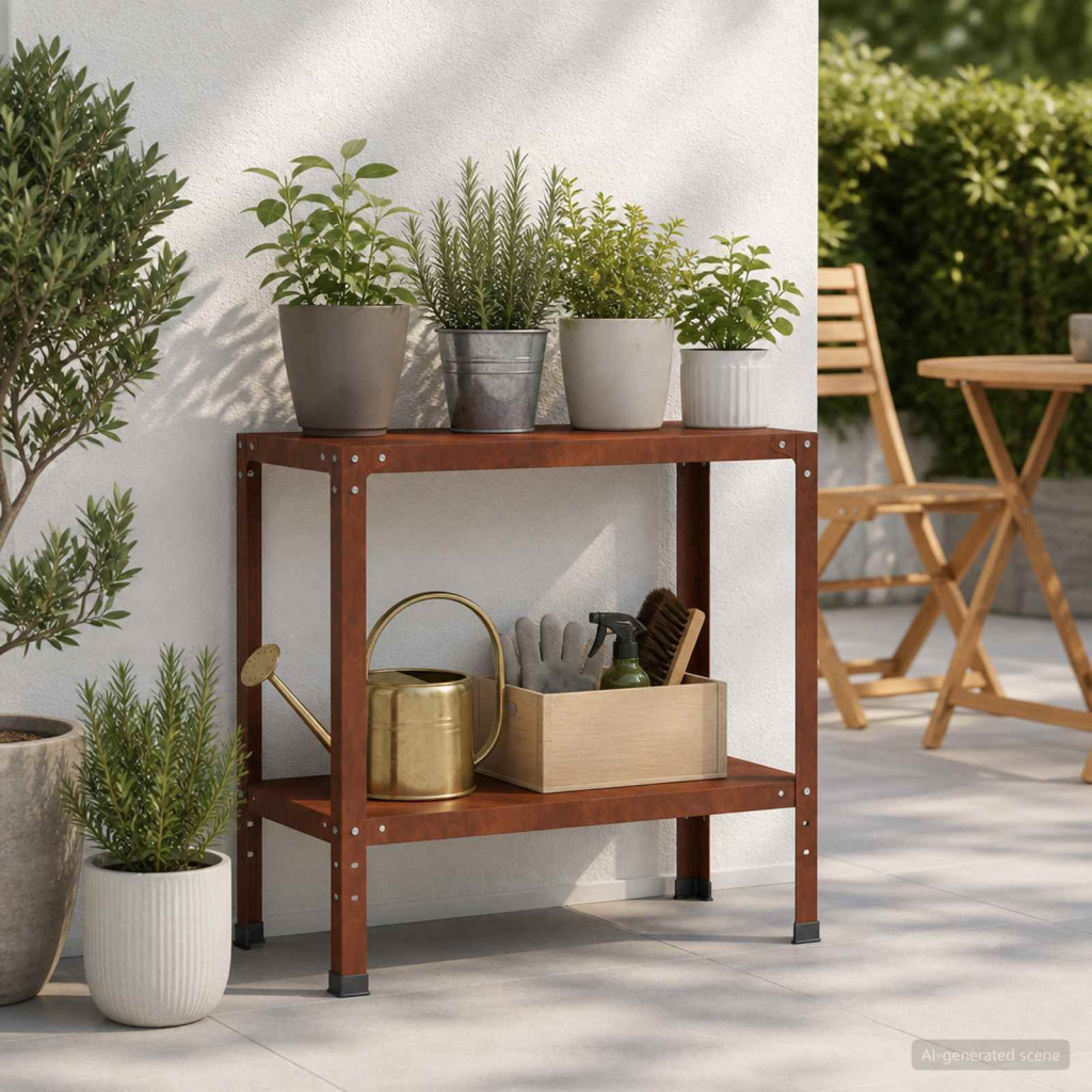 Ültetőasztal 80 x 40 x 80 cm Időjárásálló Acél Rozsdás