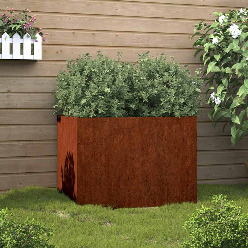 Kerti ültetőláda, corten acél, 62 × 47 × 46 cm, rozsda