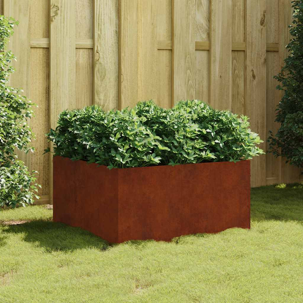 Kerti ültetőláda, corten acél, 80 × 80 × 40 cm, rozsda