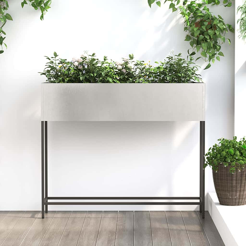 vidaXL virágláda, ezüst, 100 x 26 x 82 cm, rozsdamentes acél