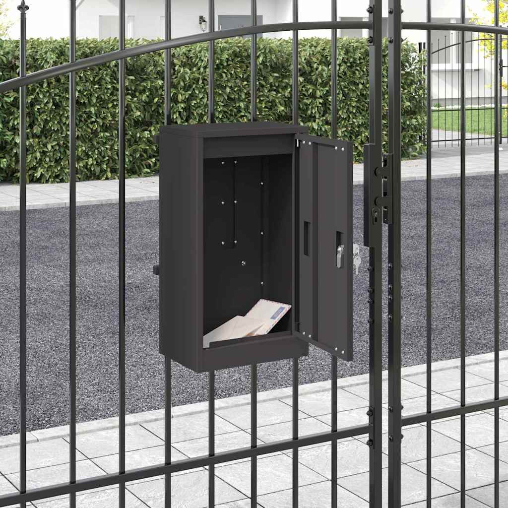 Postaláda tárolóval ajtóval zárral Fekete 30 x 20 x 55 cm Acél