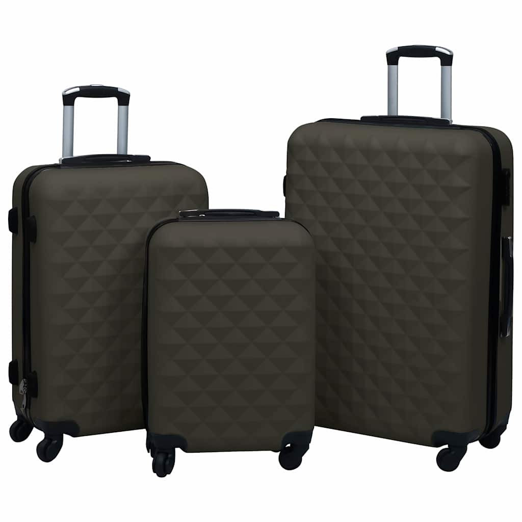 3 db antracitszürke ABS keményfalú gurulós bőrönd, 55/66/76 cm