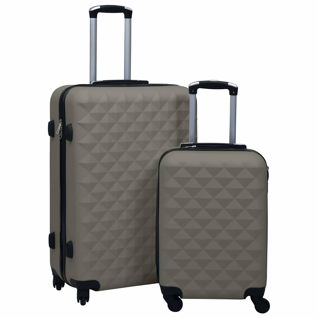 2 db antracitszürke ABS keményfalú gurulós bőrönd, 55/76 cm