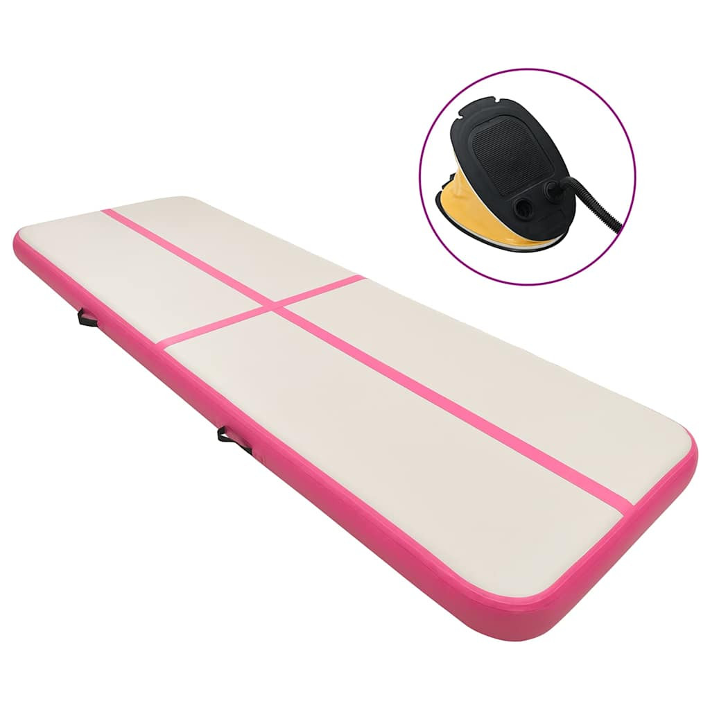 Rózsaszín PVC felfújható tornamatrac pumpával 800 x 100 x 15 cm